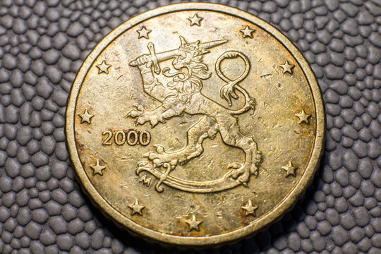 Coin 50 euro cents close-up