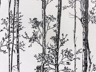 Arbres stylisés en noir et blanc - Papier-peint de tapisserie pouvant servir de fond et de texture