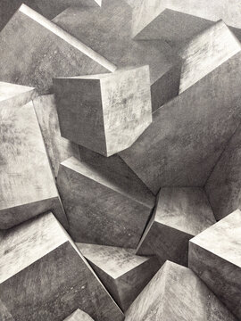 Juxtaposition de blocs en 3D - Papier-peint de tapisserie pouvant servir de fond et de texture © Romain TALON