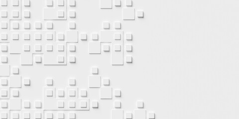 Random double stacked white cube boxes or block background wallpaper banner fading out with copy space