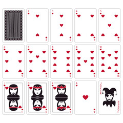 Playing cards. Set of cards on a white background. Hearts. Bridge size.