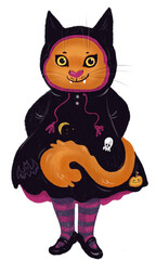 Cat in Halloween cloak