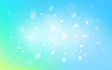 Light Blue, Green vector background with xmas snowflakes.