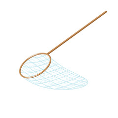 Fish net on side view cartoon isolated illustration, catch fish in net, fishing outdoor entertainment, fishing tackle cartoon clipart