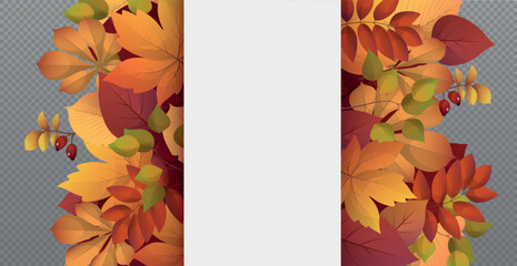 Autumn web template transparent background with a place for your text - Vector