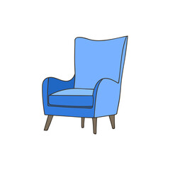 Armchair colorful doodle illustration in vector. Armchair colorful icon in vector.