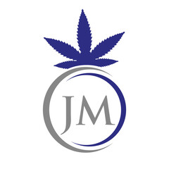 Letter JM Marijuana Logo. Cannabis Logo Sign For Therapy, Medical and Health Care