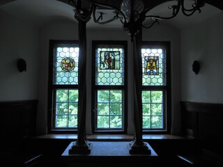 The interior (window) of Czocha castle, Poland
