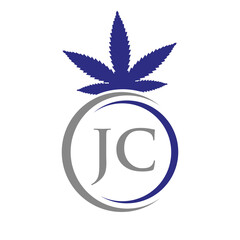 Letter JC Marijuana Logo. Cannabis Logo Sign For Therapy, Medical and Health Care
