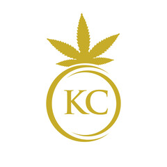 Letter KC Marijuana Logo. Cannabis Logo Sign For Therapy, Medical and Health Care