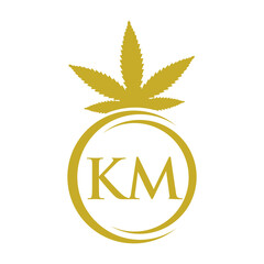 Letter KM Marijuana Logo. Cannabis Logo Sign For Therapy, Medical and Health Care