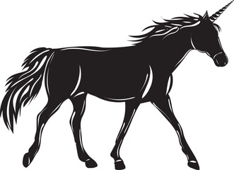silhouette walking unicorn black isolated