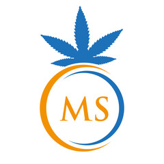 Letter MS Marijuana Logo. Cannabis Logo Sign For Therapy, Medical and Health Care