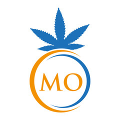 Letter MO Marijuana Logo. Cannabis Logo Sign For Therapy, Medical and Health Care
