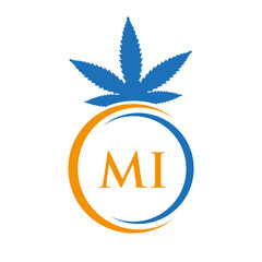 Letter MI Marijuana Logo. Cannabis Logo Sign For Therapy, Medical and Health Care