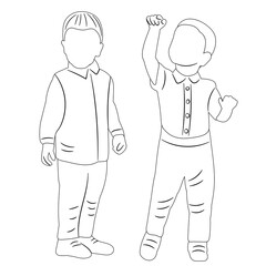 boy sketch on white background isolated, vector