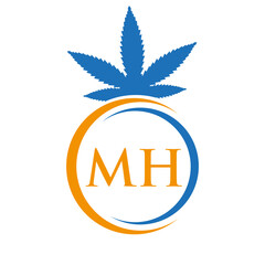 Letter MH Marijuana Logo. Cannabis Logo Sign For Therapy, Medical and Health Care