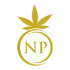 Letter NP Marijuana Logo. Cannabis Logo Sign For Therapy, Medical and Health Care