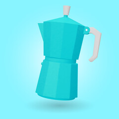 White coffee maker isolated on blue background. 3D render Vector illustration.
