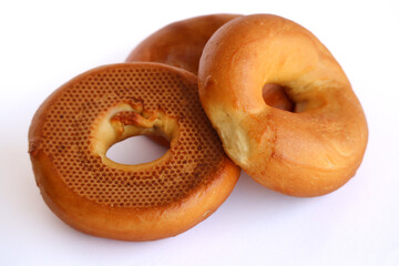 Bagels on white background