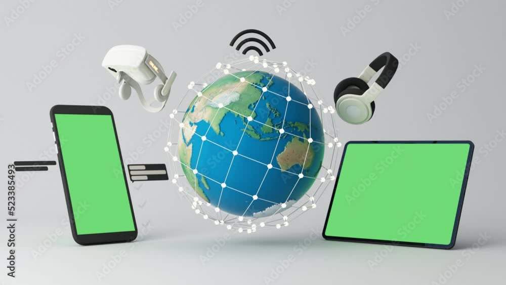 Poster businessman using mobile smart phone. business global internet connection application technology and