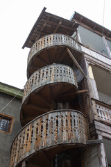 Incredible spiral staircase in the historical building of the Old Town of Tbilisi. Georgia is a country