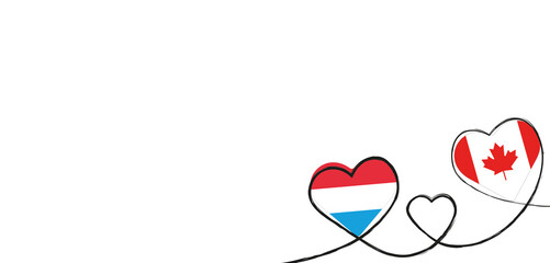 Drei verbundene Herzen mit der Flagge von Kanada und Luxemburg 