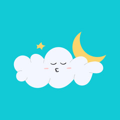 The moon is star and a sleeping cloud