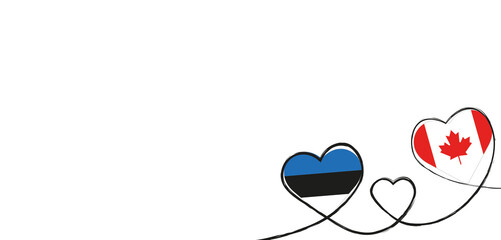 Drei verbundene Herzen mit der Flagge von Kanada und Estland 