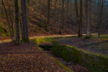 Stone Walled Stream Bed Trail of Tears State Forest Jonesboro IL A stonewall lined stream constructed by the Civilian Conservation Corps in the 1930s.  