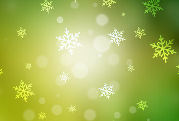 Light Green, Yellow vector pattern in Christmas style.