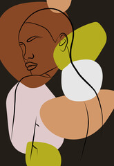 Beautiful African woman. Wall art in the style of Pop art. Colorful wall art.