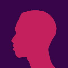 Black Men African American, African profile picture silhouette. Man from the side with afroharren.