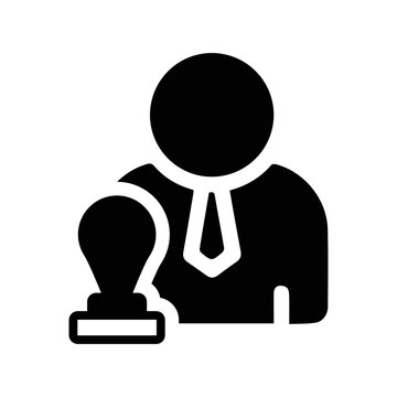 recommend clip art: Agreement, approved, authorities icon. Black vector graphics.