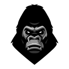 Gorilla head icon. Monkey logo. Animal label. Ape mascot. T shirt print.