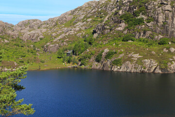 View at the lake Avendalsvatnet (Åvendalsvatnet), Region Egersund - South Norway