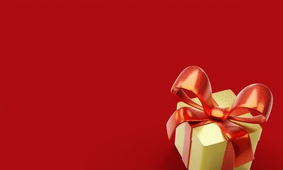 Festive background with gift box. Christmas red background for postcard. 3d rendering.