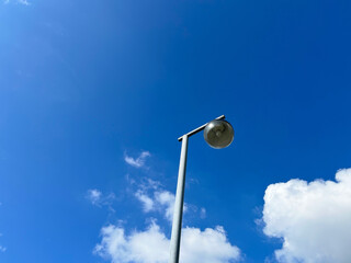 Street lamp post with LED lamp. City street lighting