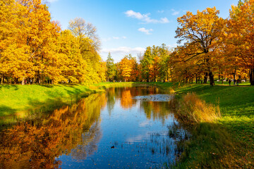 Catherine park in autumn foliage, Pushkin (Tsarskoe Selo), St. Petersburg, Russia