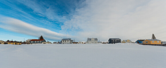 The village on island of Hrisey in North Iceland