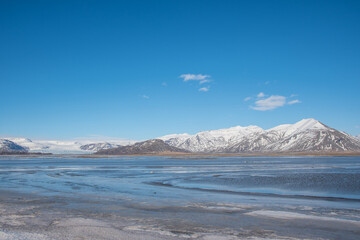 The beautiful glacier landscape of Hornafjordur in Iceland