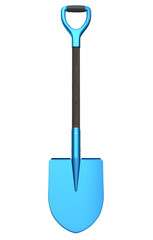 Garden shovel with wooden handle on white background, summer camping concept