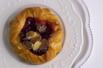 Close up Delicious Strawberry Danish Fruit Tart