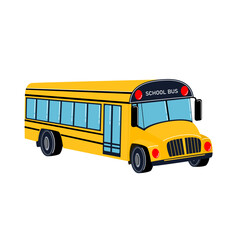 Yellow school bus. Vector illustration isolated on white background