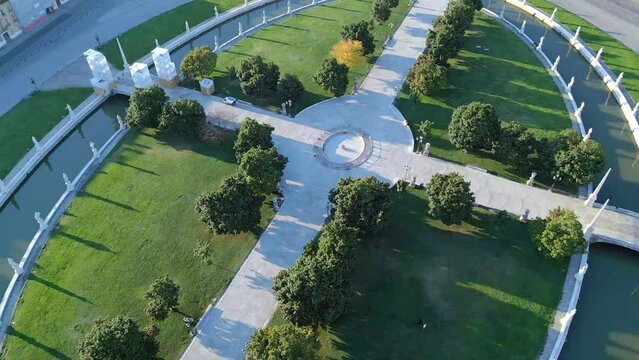 Aerial shot Prato della Valle. Padua, Veneto, Italy.
