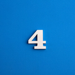 White number four on blue foami - Square format