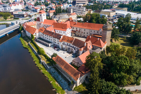 medieval castle, aerial view, Strakonice, Czech Republic