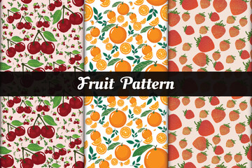 collection of seamless pattern with fruits
