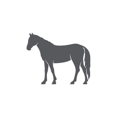 Obraz na płótnie Canvas Horse realistic silhouette logo design. Horse pictogram. Side view of horse. Vector illustration