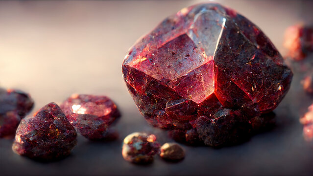 Ruby gems with a blur background.